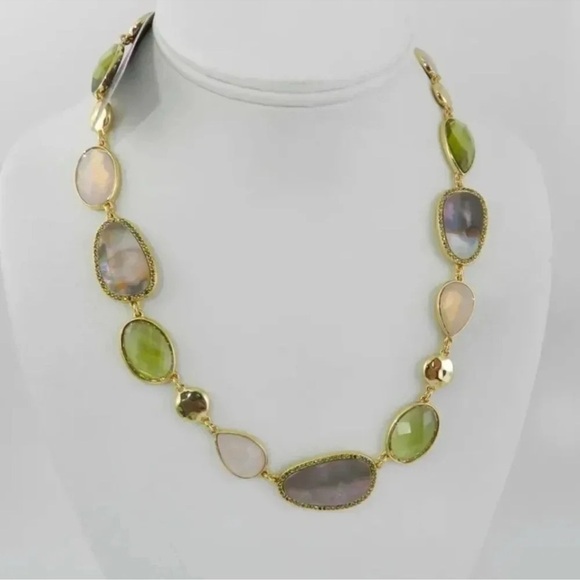 Anne Klein Gold-Tone Multi Stone Collar Necklace NWT - Picture 1 of 3
